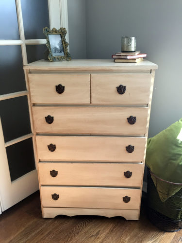 Chest of Drawers finished in General Finishes Antique White & Van Dyke Glaze Effects Polyvine Wax Finish Varnish