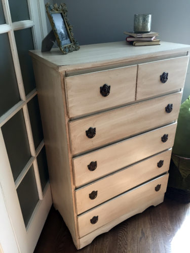 Chest of Drawers finished in General Finishes Antique White & Van Dyke Glaze Effects Polyvine Wax Finish Varnish